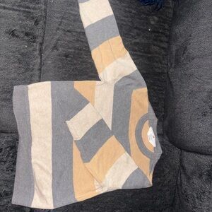 H&M Gray and Tan Striped Sweater